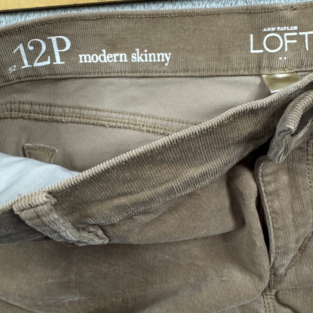 NWT Loft Modern Skinny Micro Corduroy Pants Women 12P Tan Petite‎ Slim Fit - Picture 4 of 11